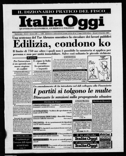 Italia oggi : quotidiano di economia finanza e politica